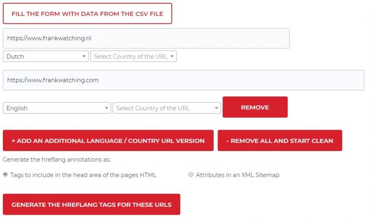 Hreflang tag generator