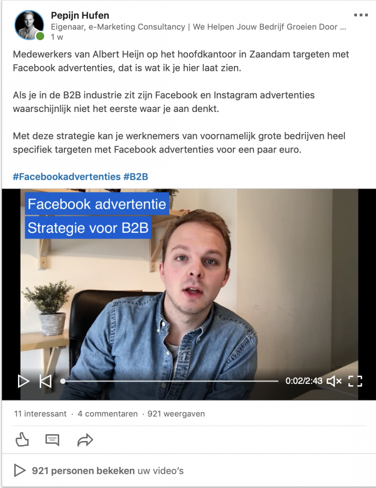 LinkedIn Post Voorbeeld