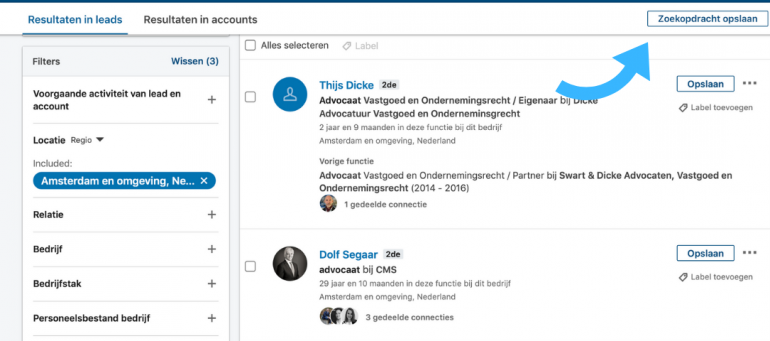 Sales navigator voorbeeld