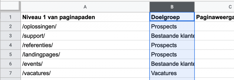 Maak een tabel in Spreadsheets of Excel