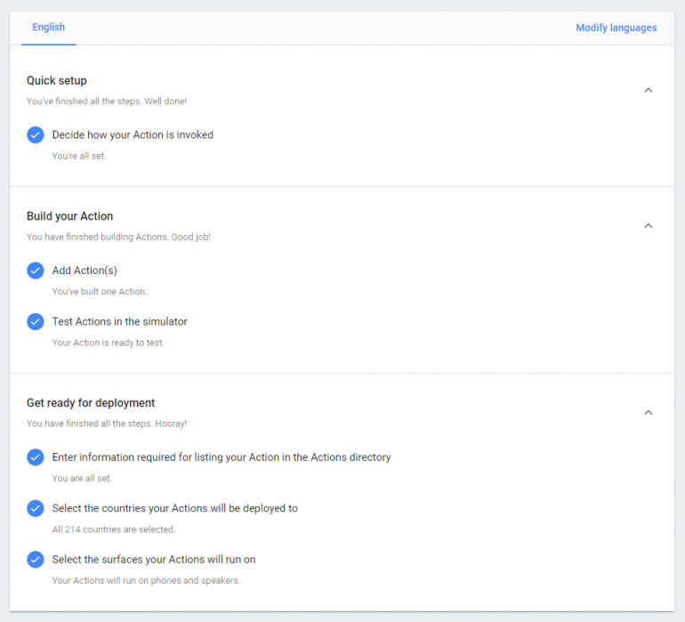 overview actions on google