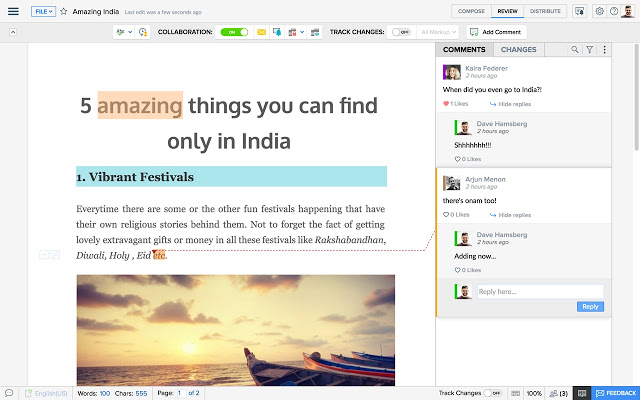 Zoho Writer voor online samenwerken.