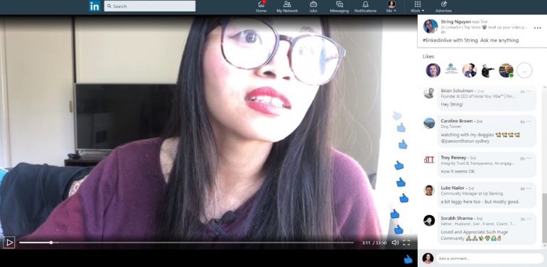 Desktopversie van LinkedIn Live – String Nguyen
