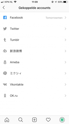 gekoppelde accounts instagram