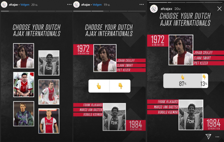 Instagram-story van Ajax