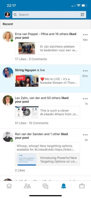 LinkedIn Live notificaties 