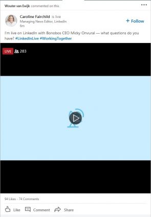 LinkedIn Live prominent feed