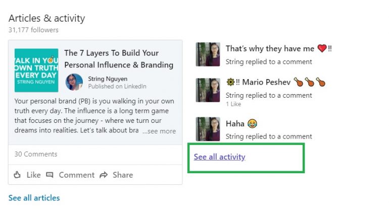 activiteiten profiel linkedin