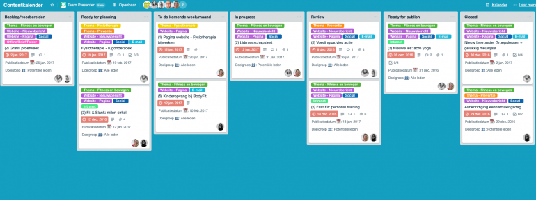 Trello contentkalender