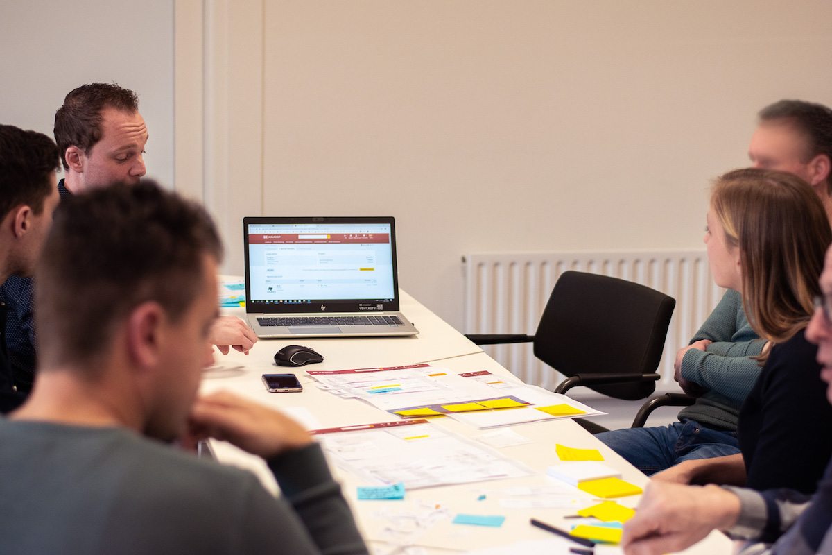 co-creatie sessie met klanten tijdens paper prototyping