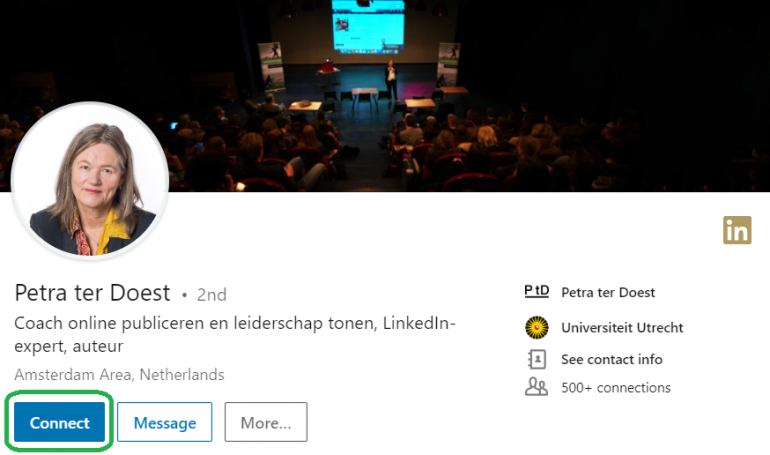 Screenshot van hoe je iemand connect.