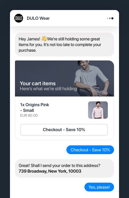 Conversation Cart Reminder in Messenger.