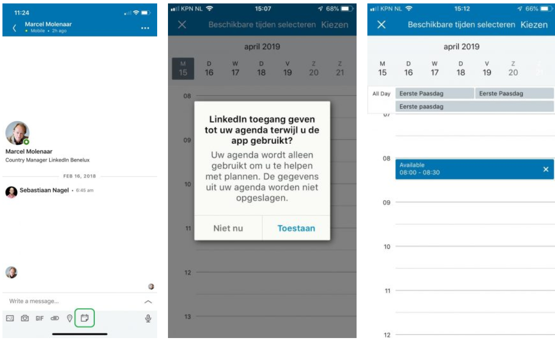 Screenshot van hoe de agenda op LinkedIn eruit ziet.