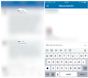 Screenshot van een LinkedIn bericht naar iemand die geen connectie is.