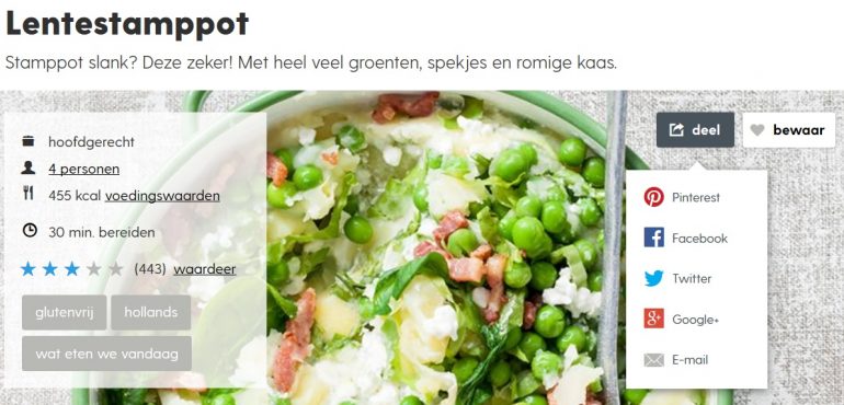 Makkelijk content en recepten delen op de site van allerhande.
