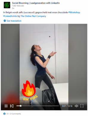 Voorbeeld van stickers op LinkedIn.