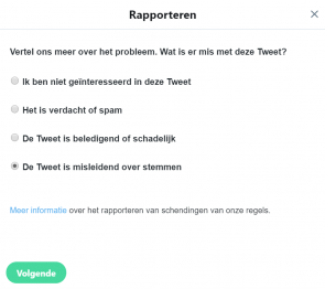 Het rapporteren van een beledigende Tweet via Twitter pagina 1.