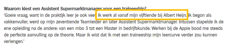 Werken bij Albert Heijn recruitment