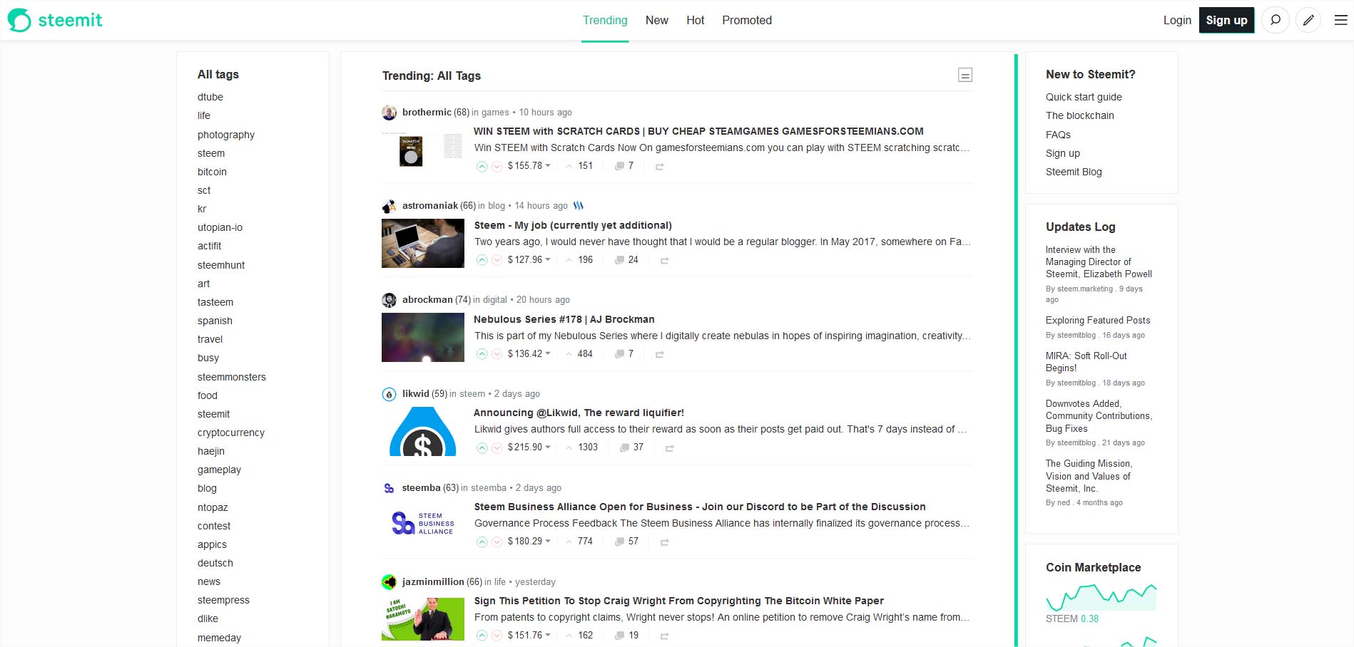 Screenshot van Steemit forum.