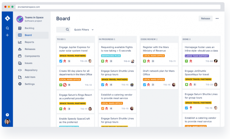 Screenshot van Jira: een van de tools voor online samenwerken.