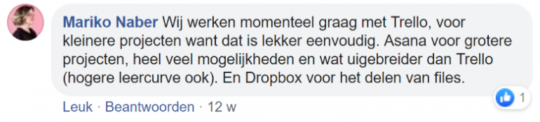 Screenshot van een chat op Facebook met Mariko Naber.