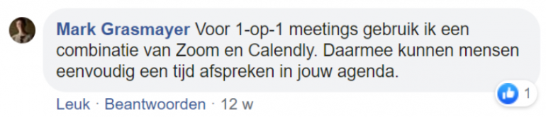 Screenshot van een chat op Facebook met Mark Grasmayer.