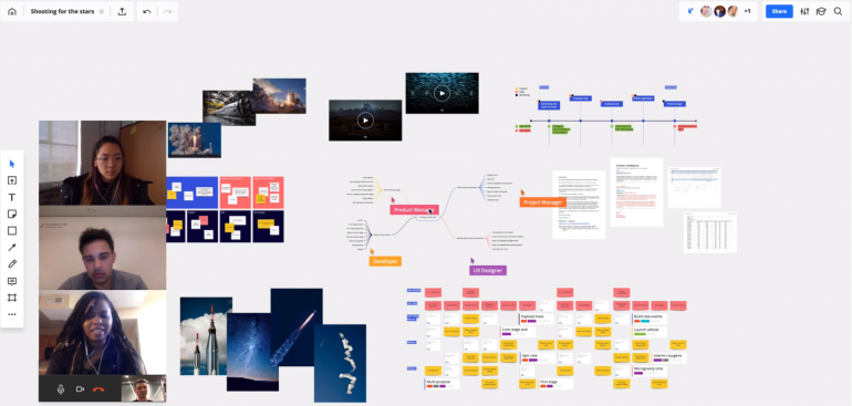 Screenshot van Miro: een van de tools voor online samenwerken.