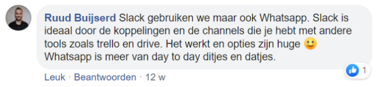 Screenshot van een chat op Facebook met Ruud Buijserd.