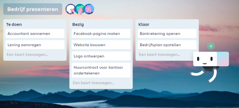 Screenshot van Trello: een van de tools voor online samenwerken.