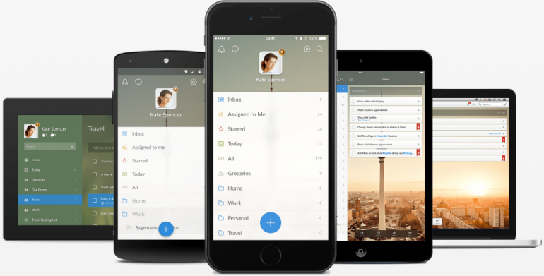 Screenshot van Wunderlist: een van de tools voor online samenwerken.