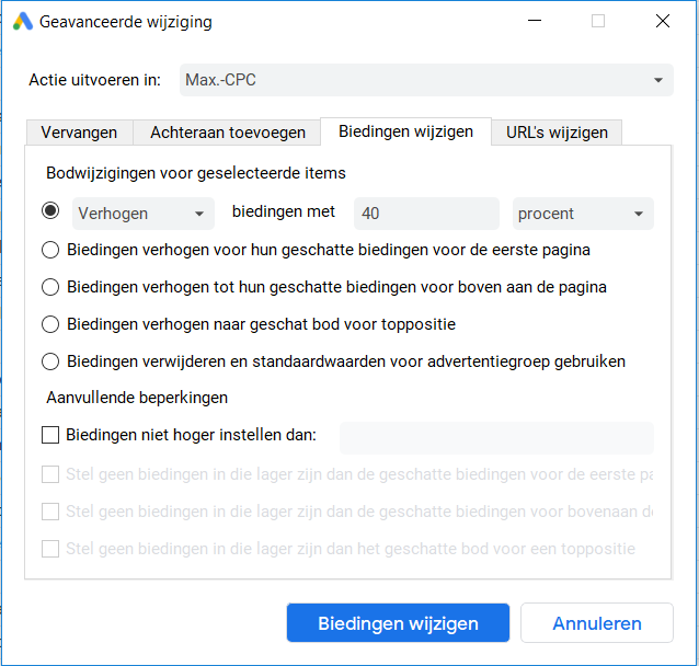 Geavanceerde bodaanpassingen