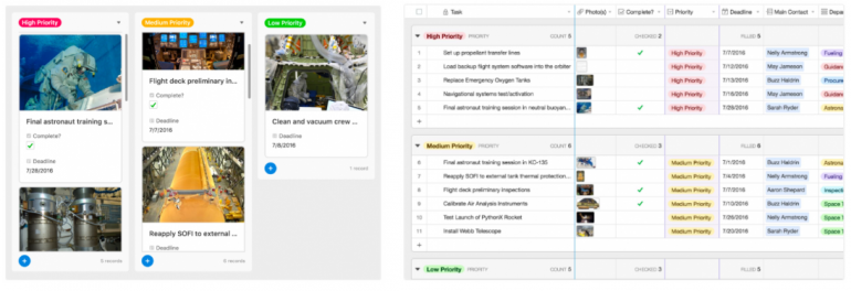 Screenshot van de tool Airtable.