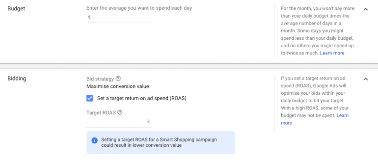 Google ads budget en biedstrategie keuze