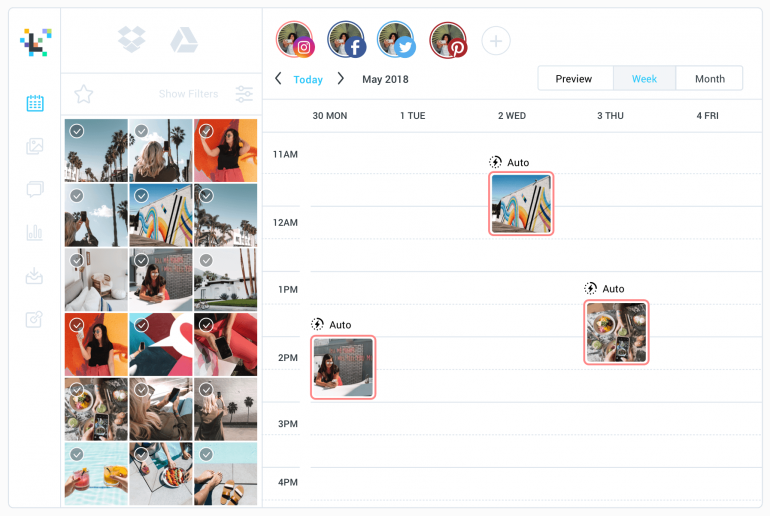 Screenshot van Later, een van de tools voor het inplannen van socialmediaposts.
