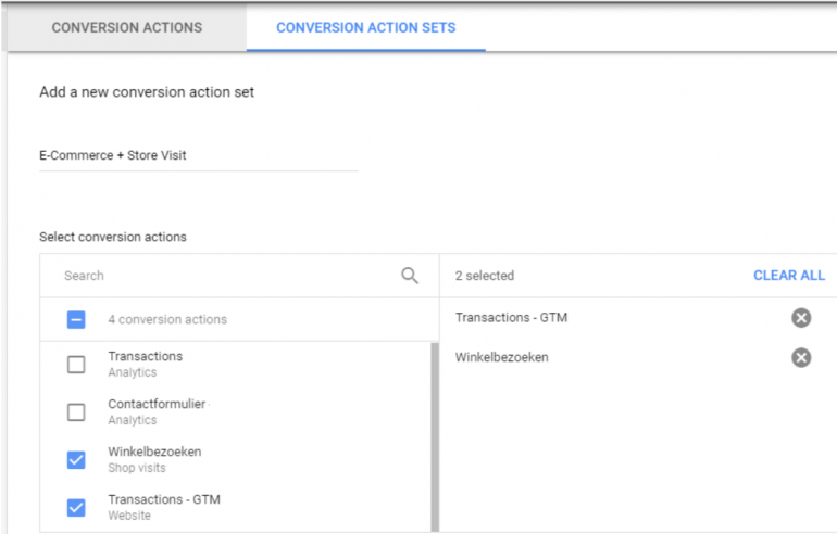 Conversion Action Sets.