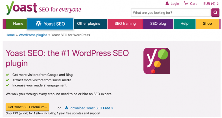 Screenshot van WordPress-plugin Yoast SEO.