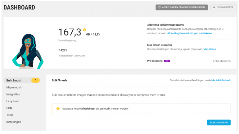 Screenshot van plugin voor WordPress Smush.