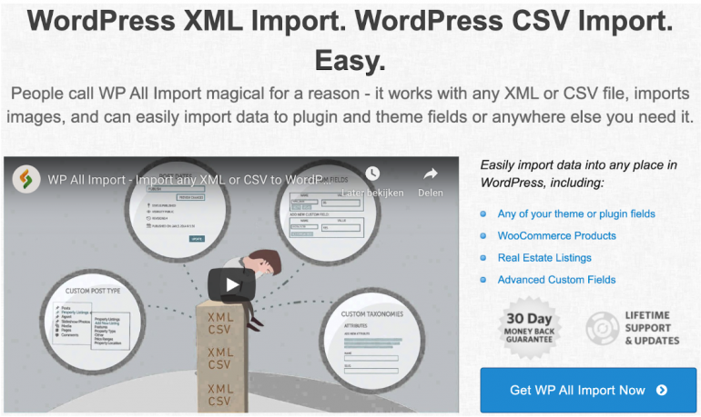 Screenshot plugin WP All Import.