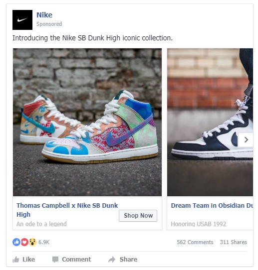 Een carousel ad van Nike