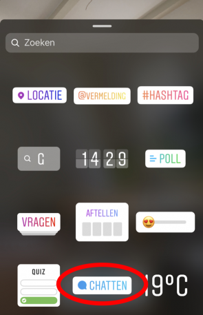 Instagram stories sticker chatten.