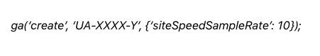 Snippet om te zorgen dat Google Analytics 10% van je bezoekers meet om de snelheid van je site te bepalen.