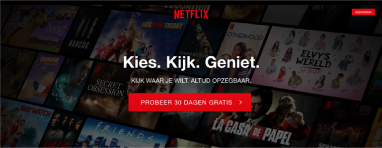 Netflix header op landingspagina
