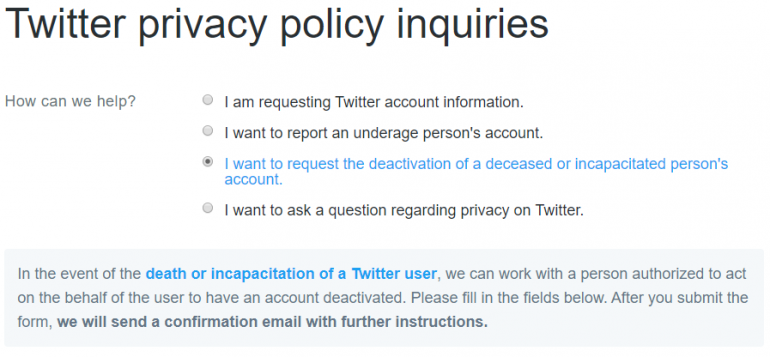 Screenshot van je Twitter-account verwijderen.