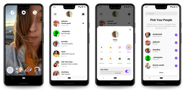 Screenshots van de nieuwe app Threads van Instagram.