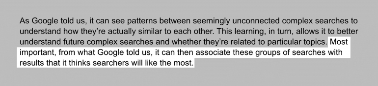 SEO screenshot quote over google.