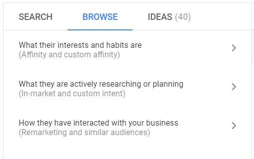 Screenshot van targetten op Google.