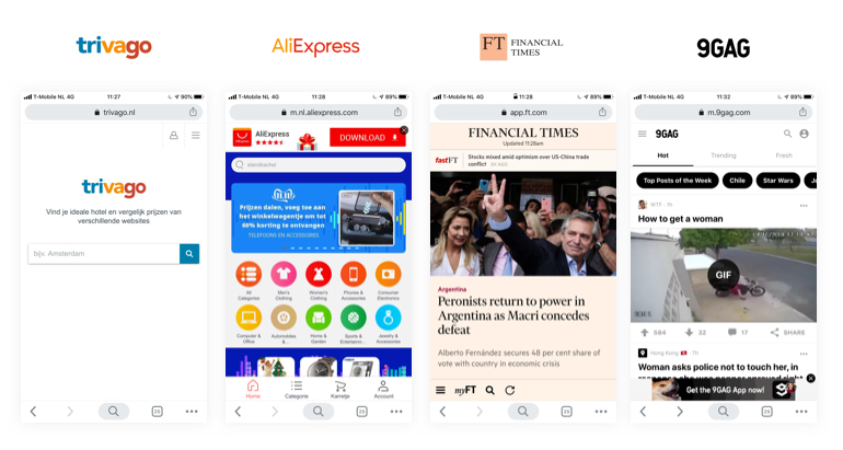 Voorbeelden van light apps. 
