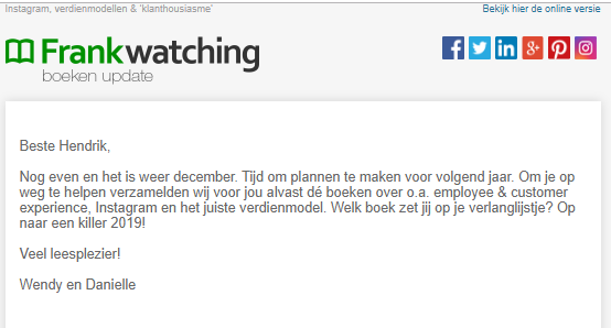 Decembermail Frankwatching.