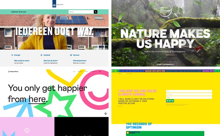 Voorbeelden van optimistisch online design.