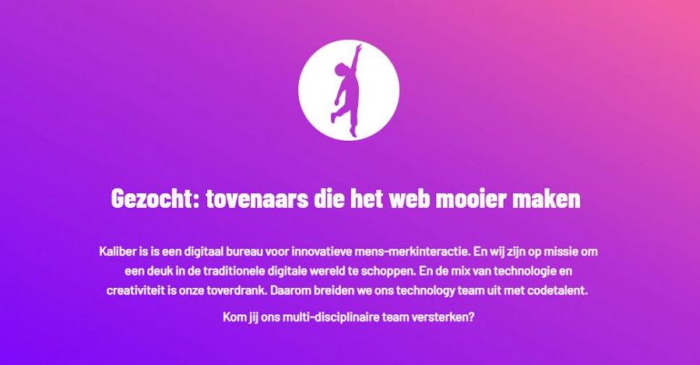 Verrassende vacature van Kaliber.